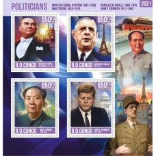 Famous politicians Kennedy, Stalin, Churchill, De Gaulle, Mao Zedong